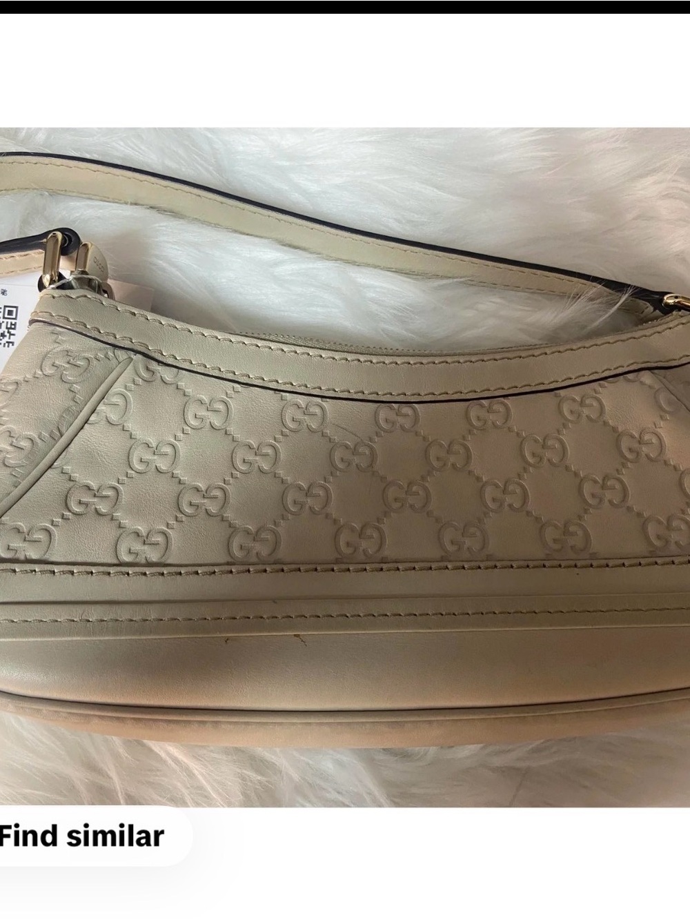Gucci Cream Embossed Leather Shoulder Bag